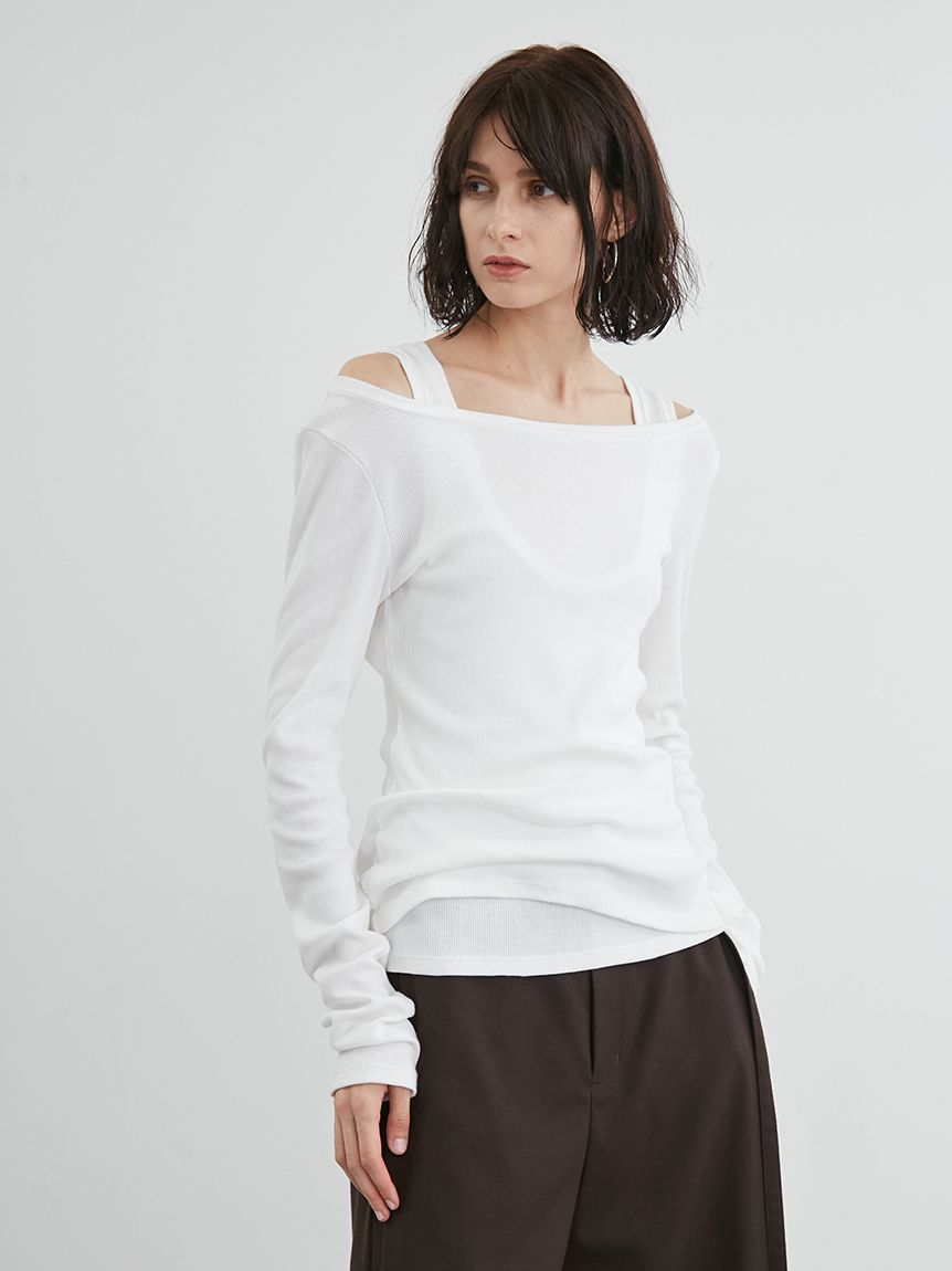 tシャツ カットレイヤードトップス レディース レイヤードカットトップス（Tシャツ/カットソー）｜anuans（ア