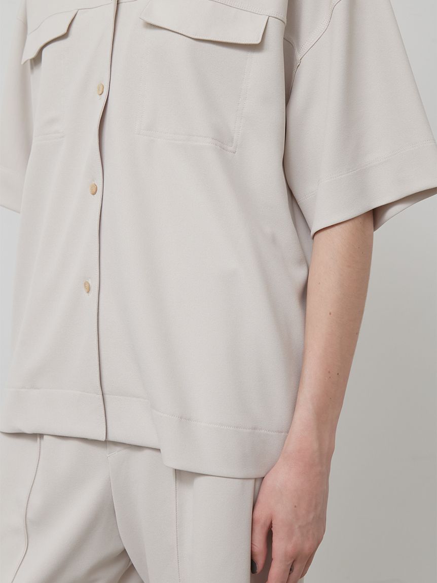 セットアップ対応】ジョーゼットオープンカラーシャツ(シャツ/ブラウス