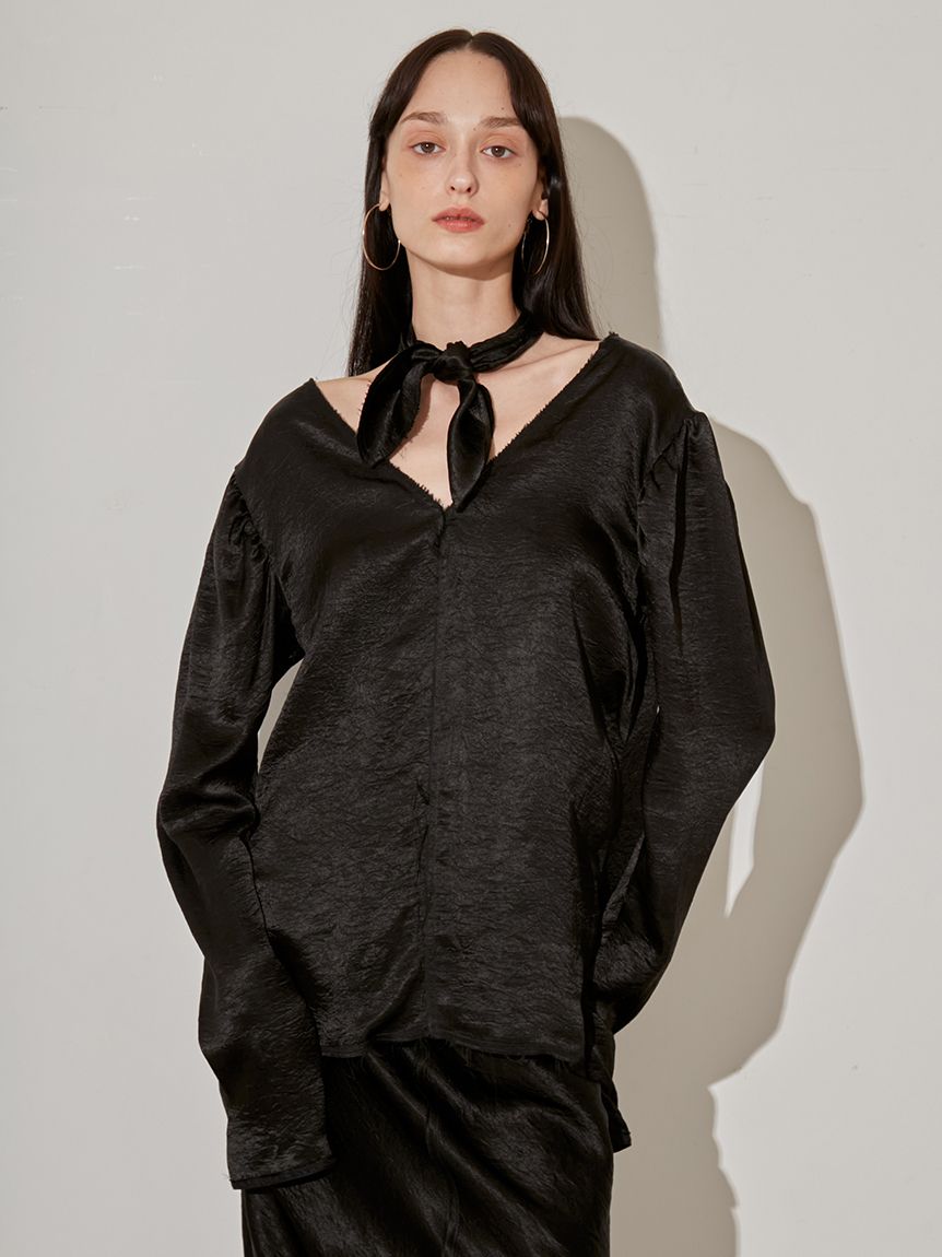 LIMI feu 裾ドレープブラウスワンピース　ブラック LIMI feu (リミ フゥ)｜【公式通販】THE SHOP YOHJI YAMAMOTO