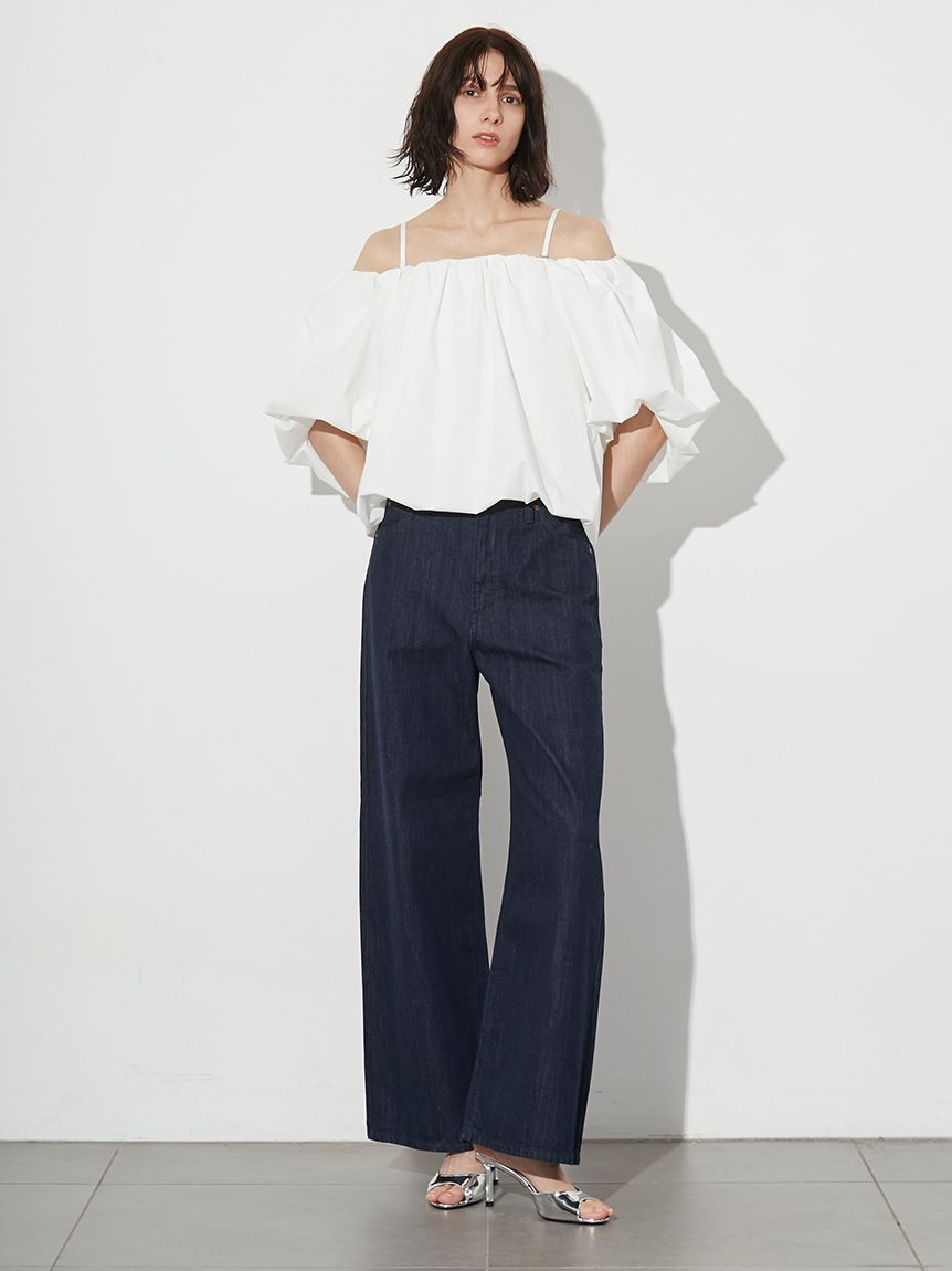 二子玉) styling/ スタイリング 24SS オフショルダーギャザーブラウス 2WAYマルチウェイ 16WFB241051 ピンク F 定価￥24,750- styling/（スタイリング）の「オフショルダーギャザーブラウス