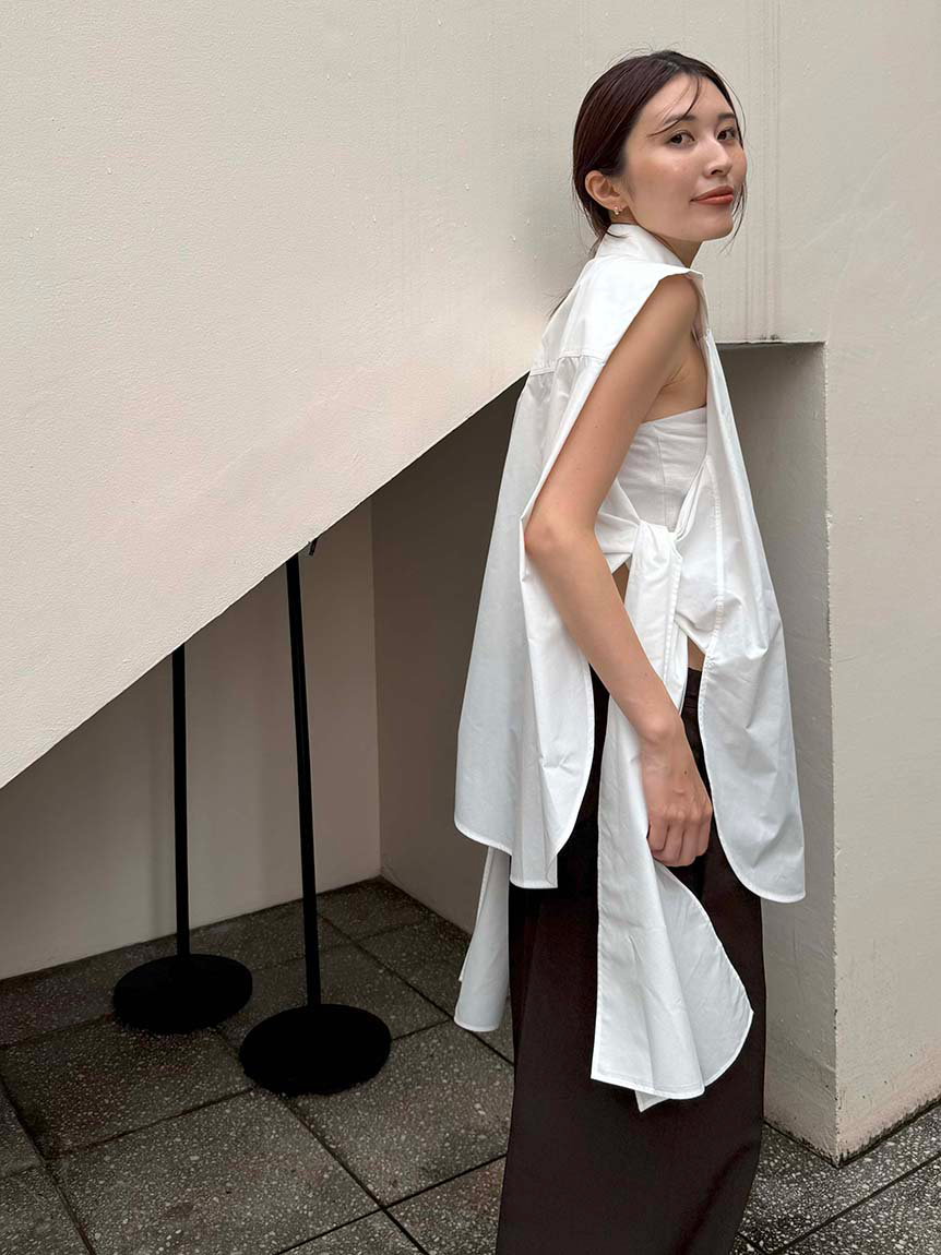 スタイリング styling/ サイド リボン ノースリーブ シャツ 【2025 新作】 サイドリボンノースリーブシャツ(シャツ/ブラウス)｜トップス│styling