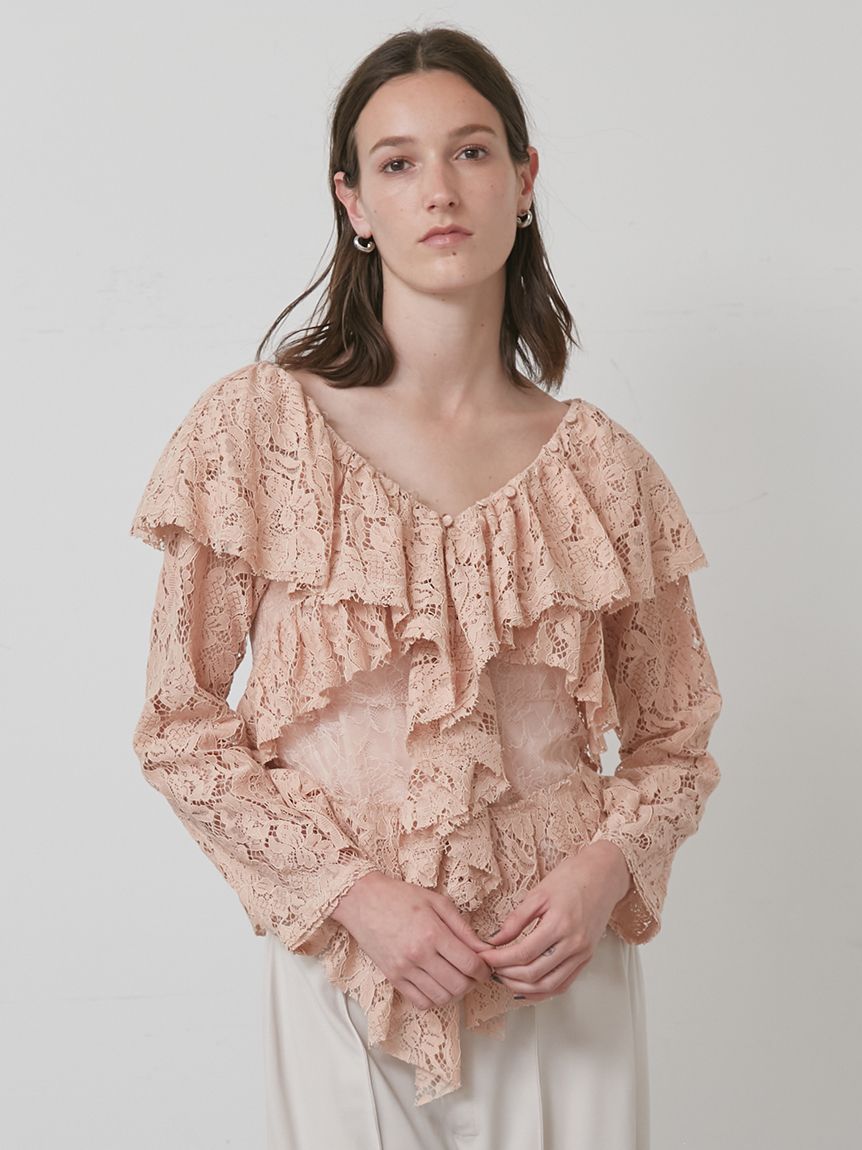 ラッフルレースブラウス(シャツ/ブラウス)｜トップス│styling