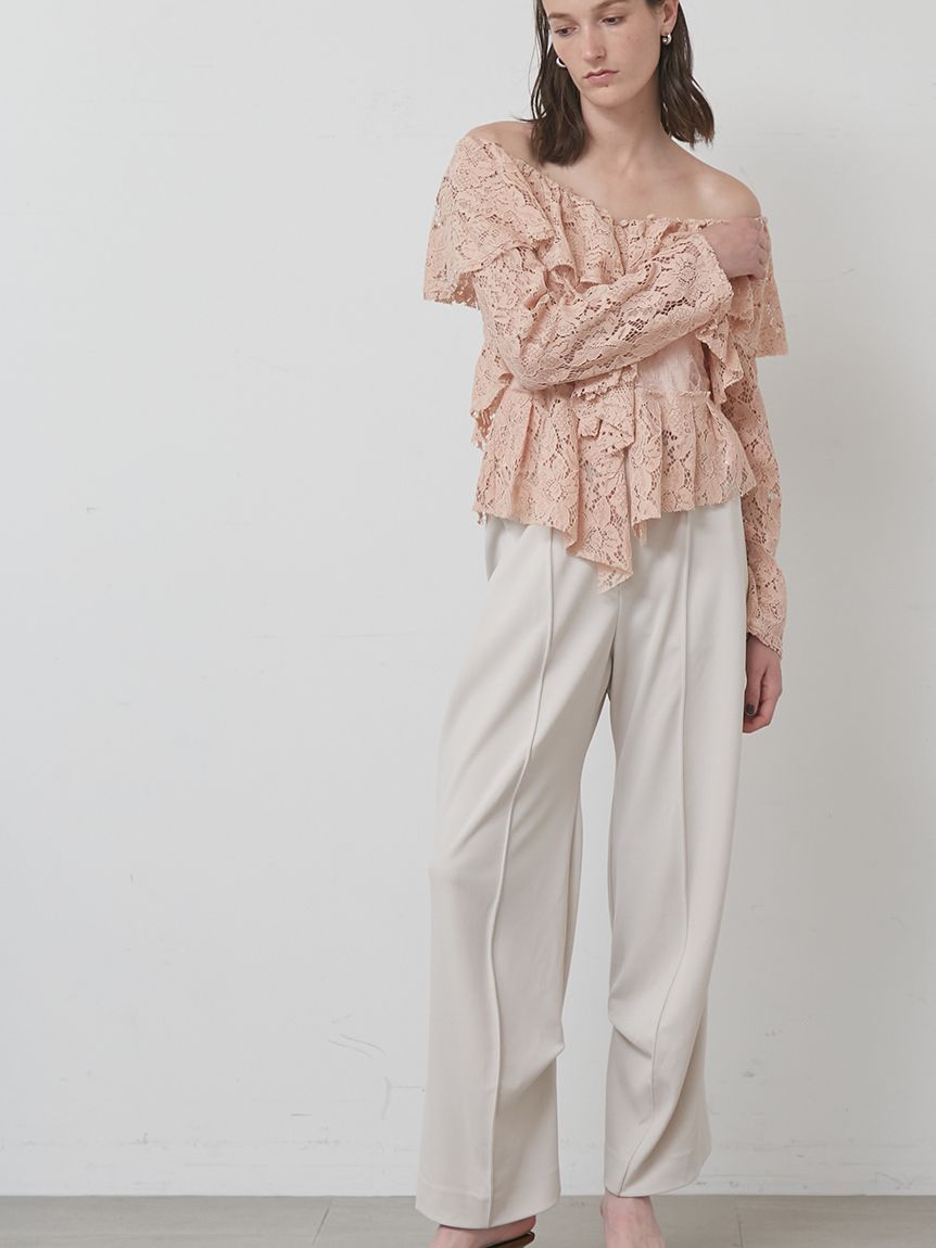 blugirl ピンクベージュ レース 半袖ブラウス blugirl ピンクベージュ レース 半袖ブラウス 長袖総レース