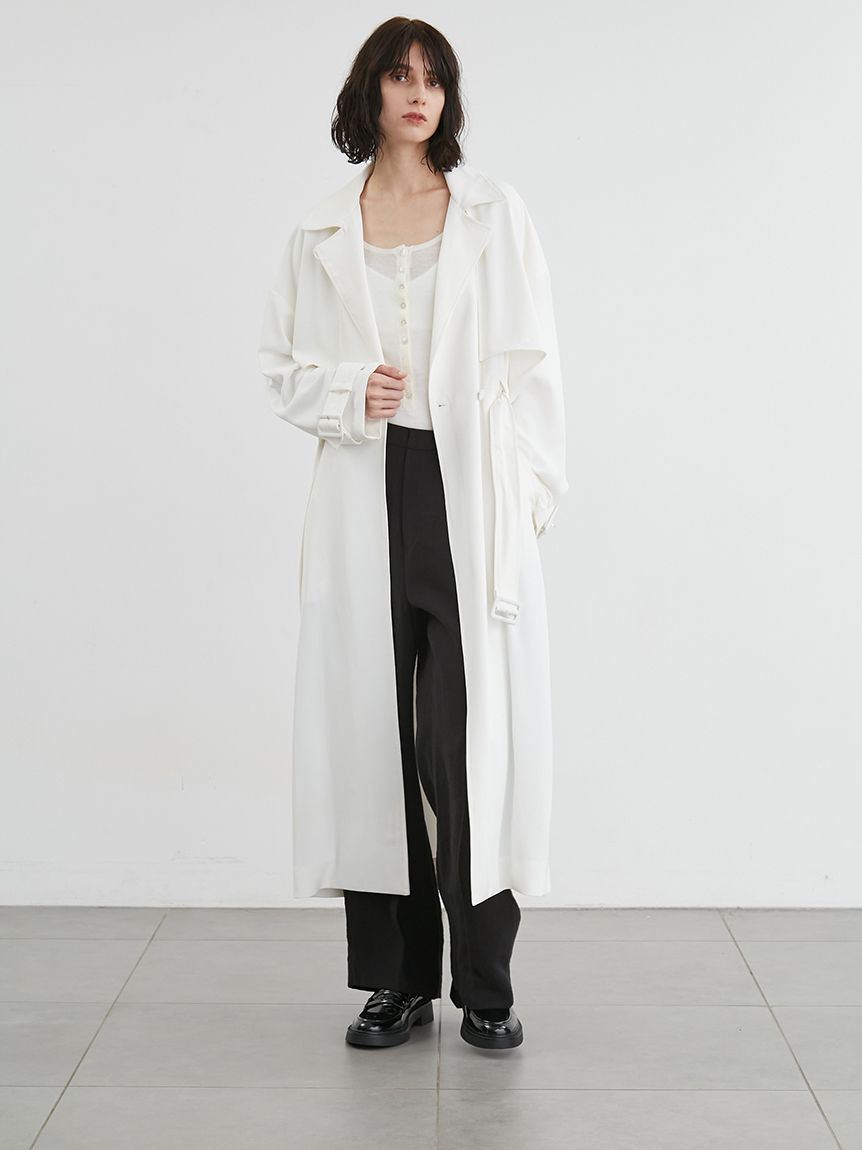 【美品】ICB スプリングコート ナイロン ウエスト ギャザー ドロスト 42 CLASSY.1月号掲載】WoolRever ロングコート （トレンチコート