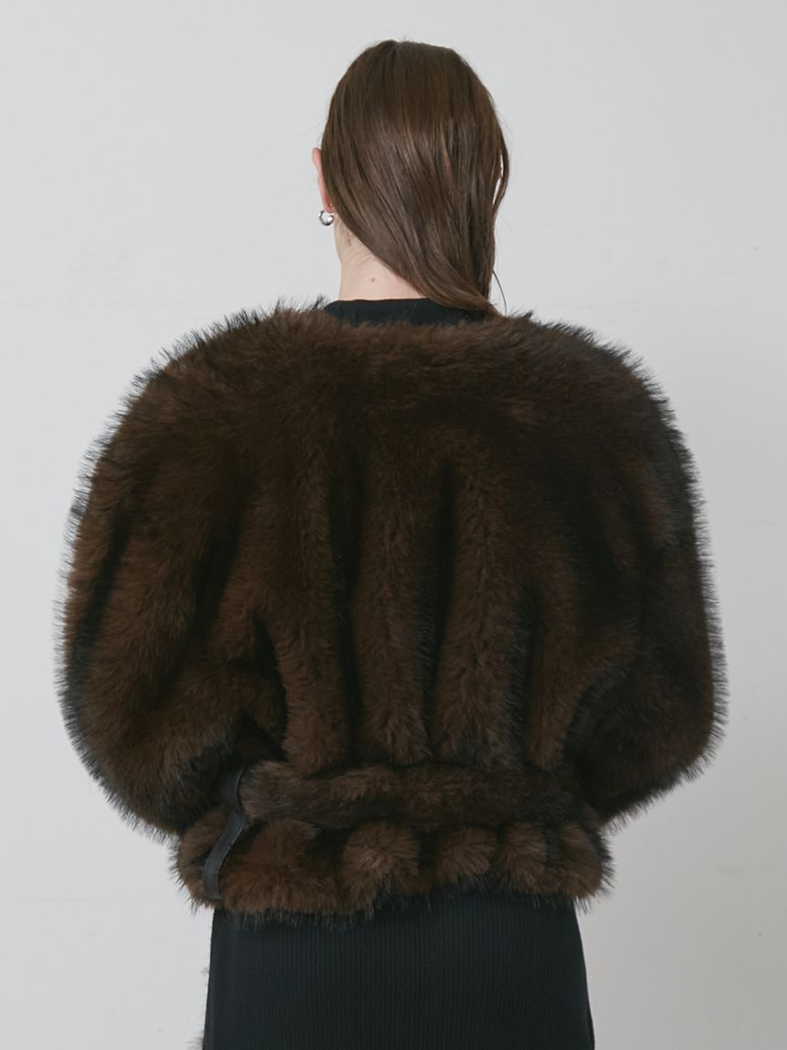 【美品】HOLIDAY&HOLIDAY ファーコート　ブラウン　FREESIZE ミックスファーコート(コート)｜アウター│styling