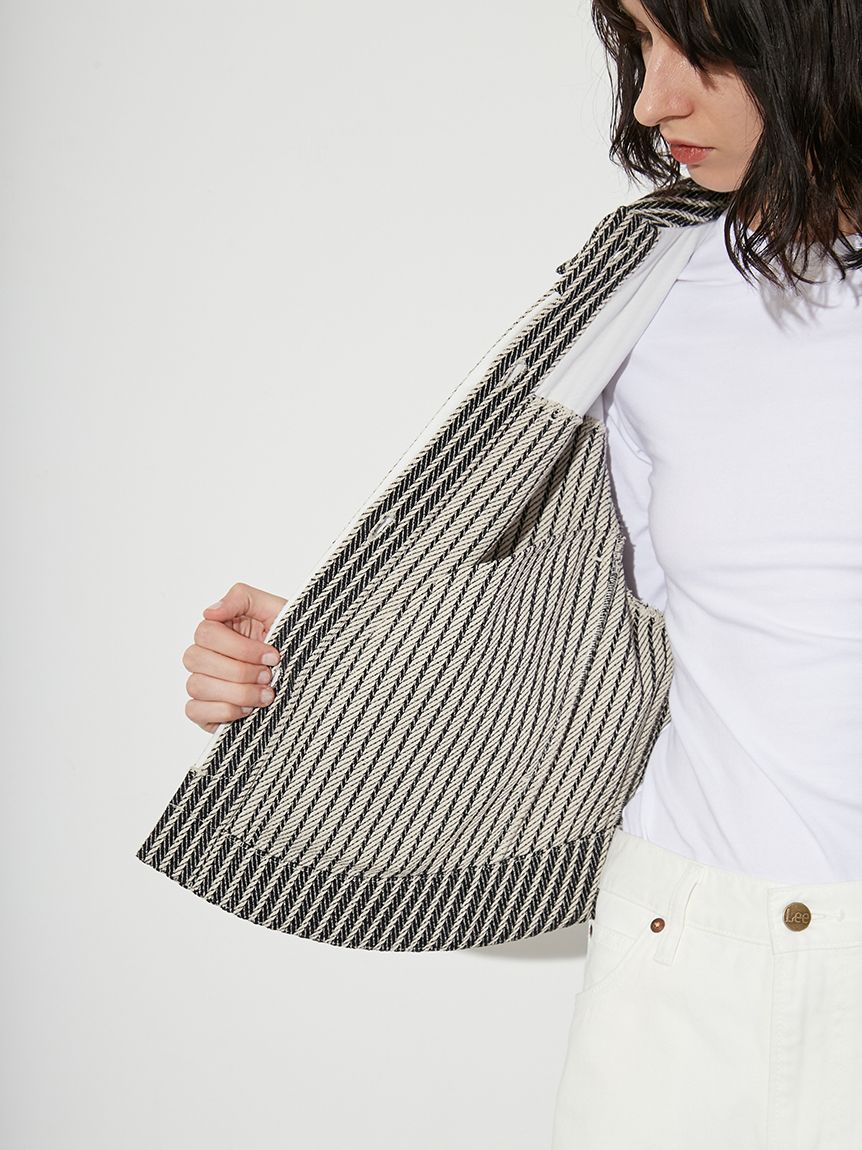ジャケット・アウター pleats frill jacket herringbone gray 25034676_55221229_600.jpg