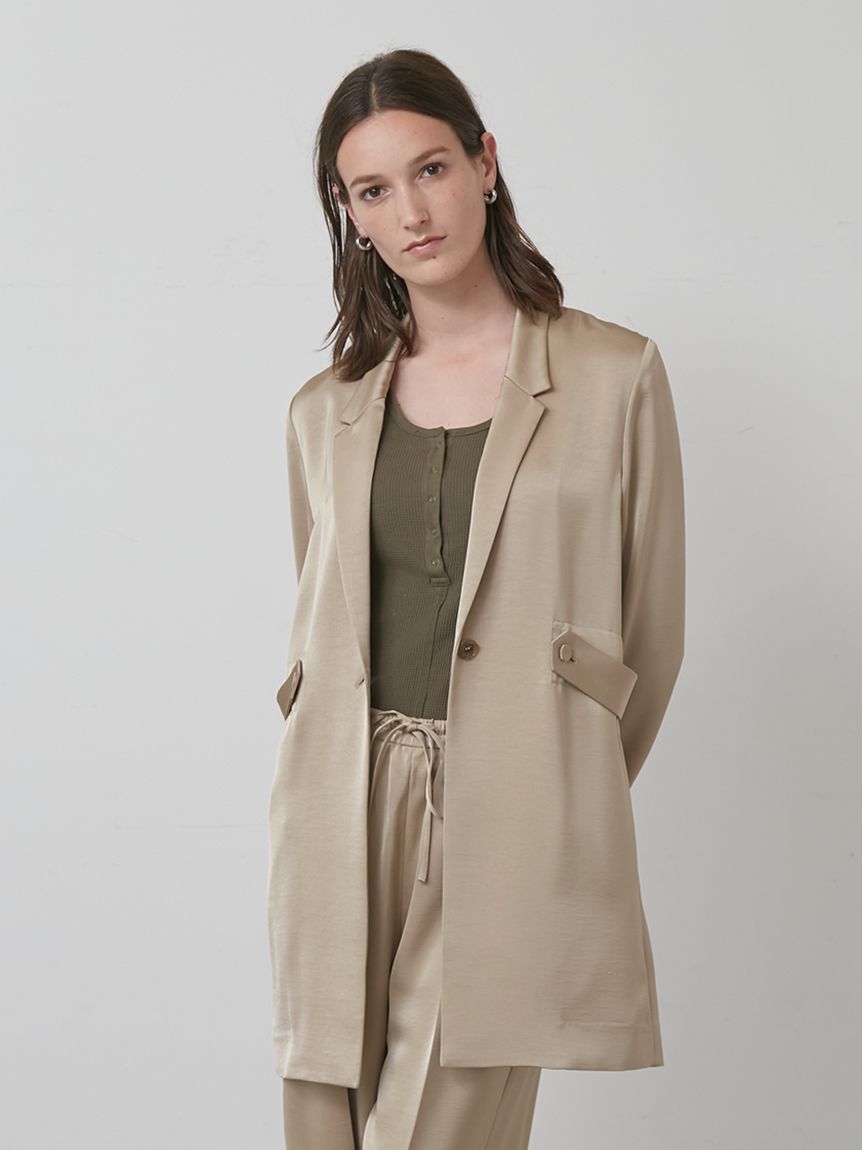 セットアップ対応】サテンロングジャケット(ジャケット)｜アウター