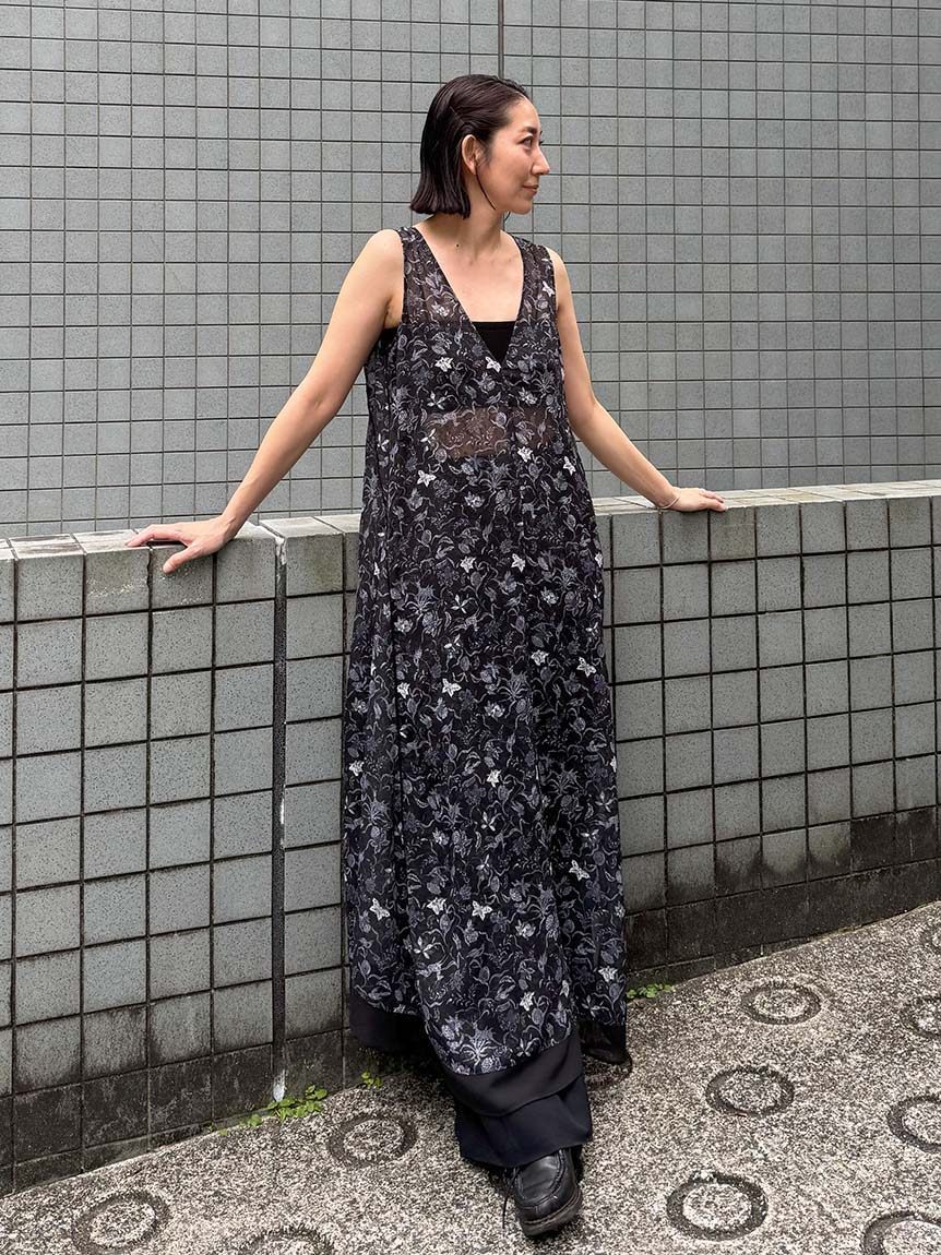 [I AM MARI]ユーエルパフカラージャガードロングワンピース I AM MARI(アイアムマリ) ワンピース(レディース) - 海外通販のBUYMA
