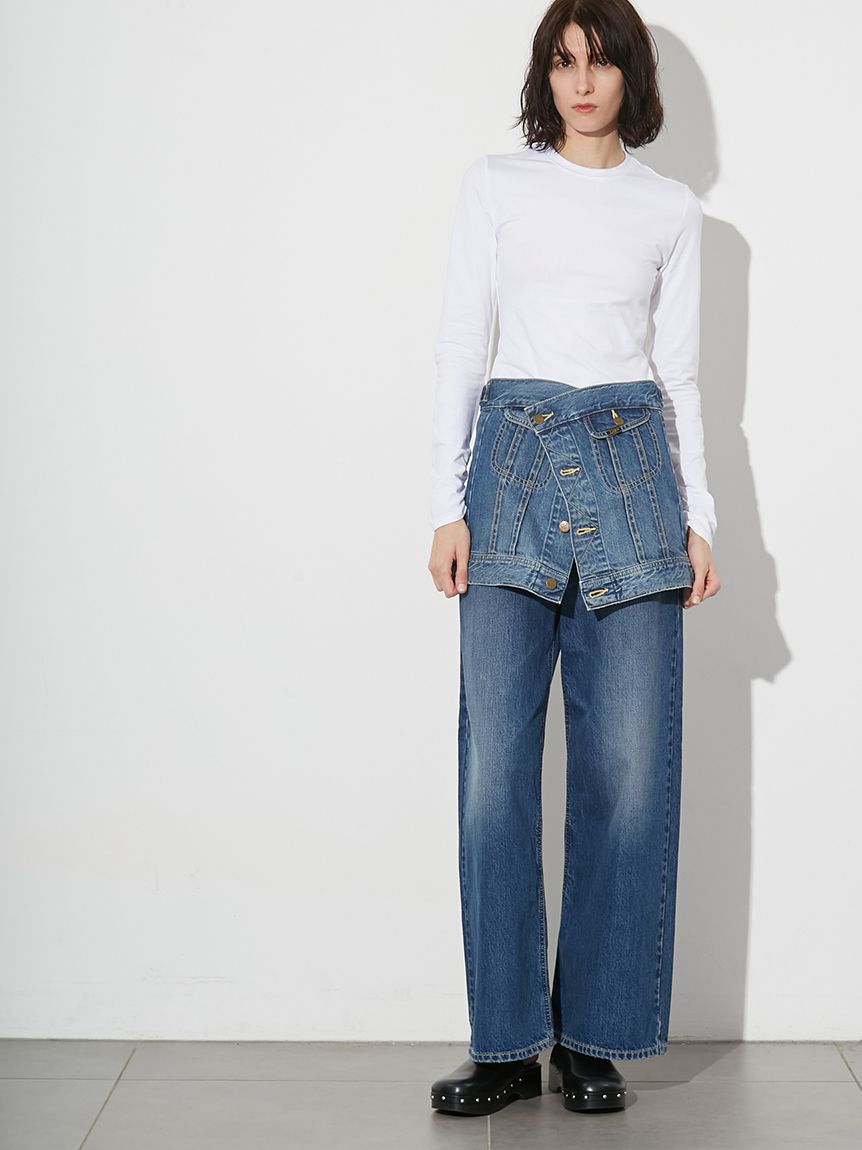 assasyn jeanz 半袖セットアップ 白デニム R13/アールサーティーン】 DAMON PLEATED JEAN（デニムパンツ