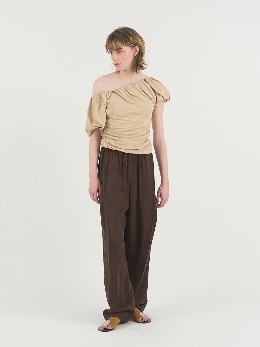 STORE ファッション nagonstans ワイド タック パンツ ベージュ ドロー