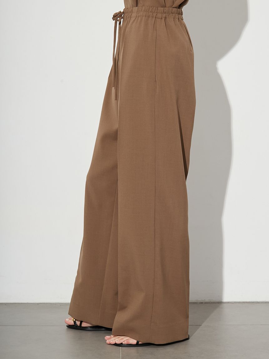 ドローストリングス センタープレス ワイドパンツ 韓国 DOOPZ パンツ Drawstring tuck wide pants - ドローストリング