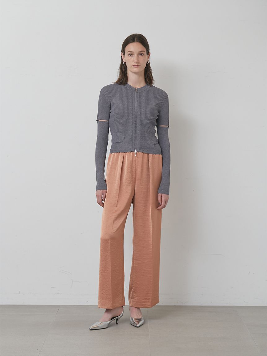 セットアップ対応】ドローコードサテンパンツ(ワイドパンツ)｜パンツ