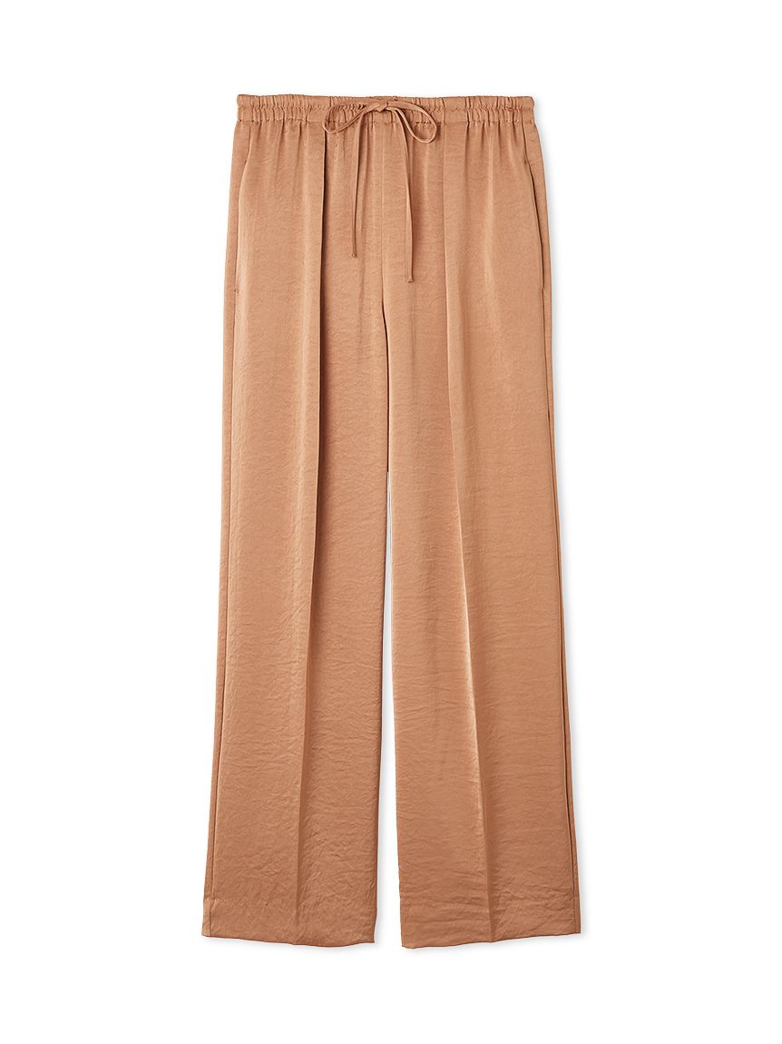 セットアップ対応】ドローコードサテンパンツ(ワイドパンツ)｜パンツ