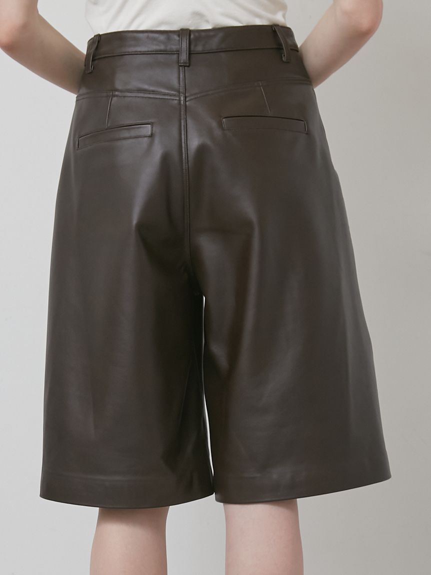 セットアップ対応】ラムレザーハーフパンツ(ワイドパンツ)｜パンツ