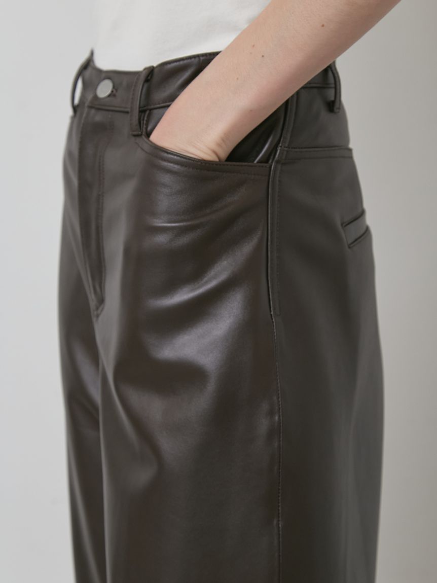 セットアップ対応】ラムレザーハーフパンツ(ワイドパンツ)｜パンツ