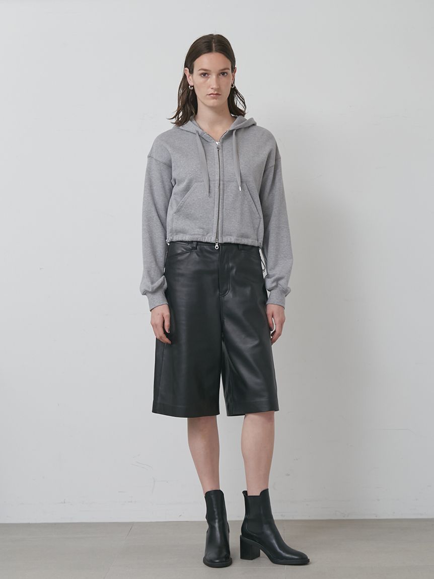 セットアップ対応】ラムレザーハーフパンツ(ワイドパンツ)｜パンツ