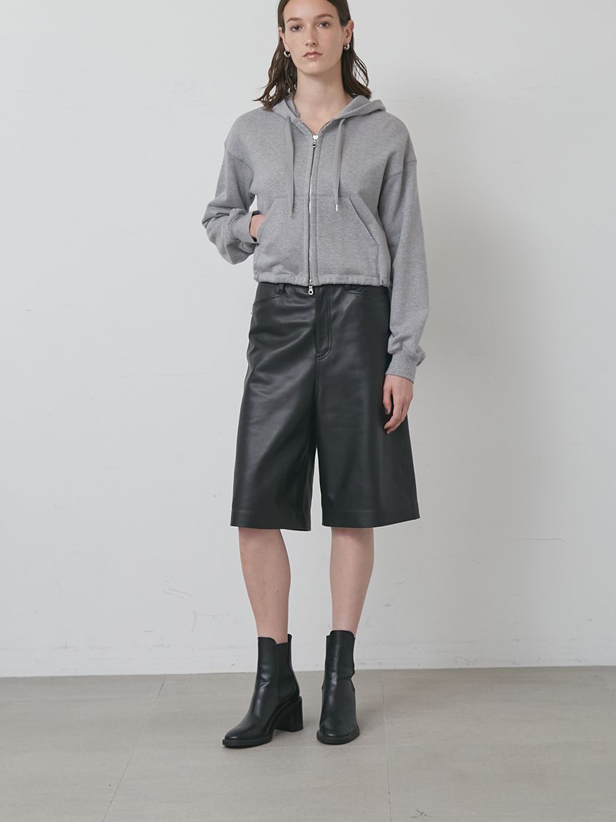 セットアップ対応】ラムレザーハーフパンツ(ワイドパンツ)｜パンツ