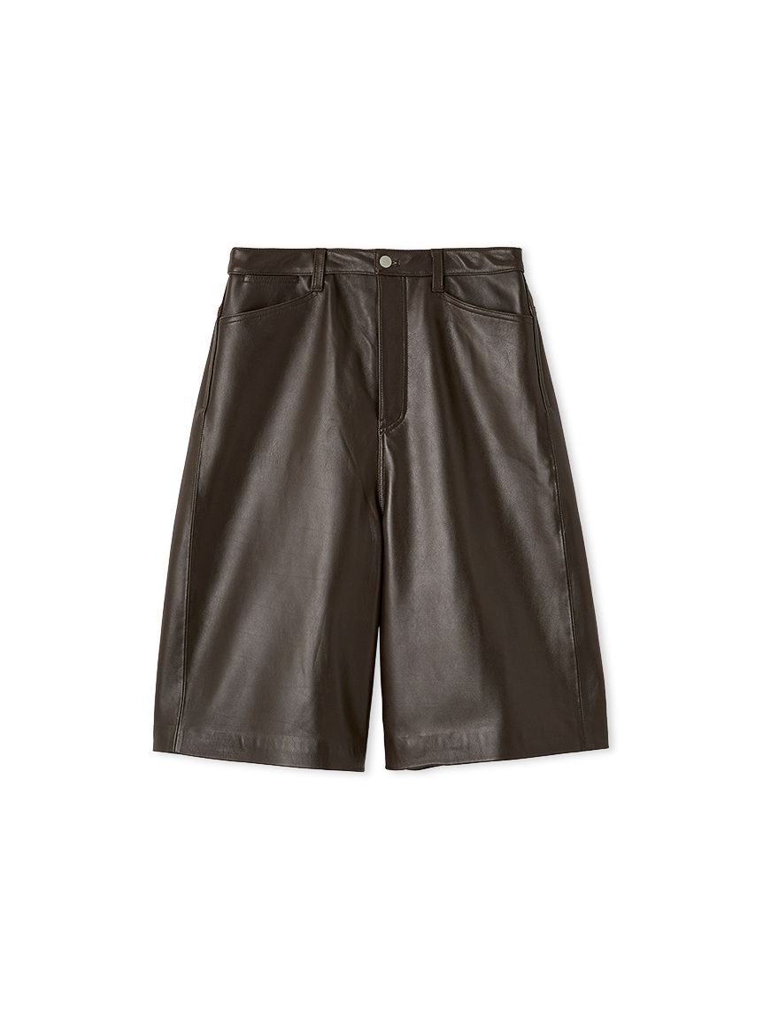 セットアップ対応】ラムレザーハーフパンツ(ワイドパンツ)｜パンツ