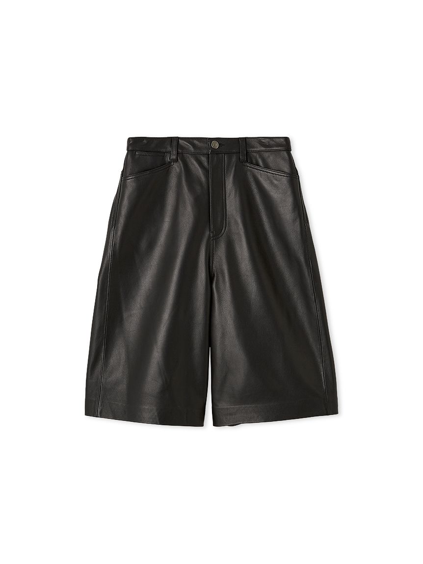 セットアップ対応】ラムレザーハーフパンツ(ワイドパンツ)｜パンツ
