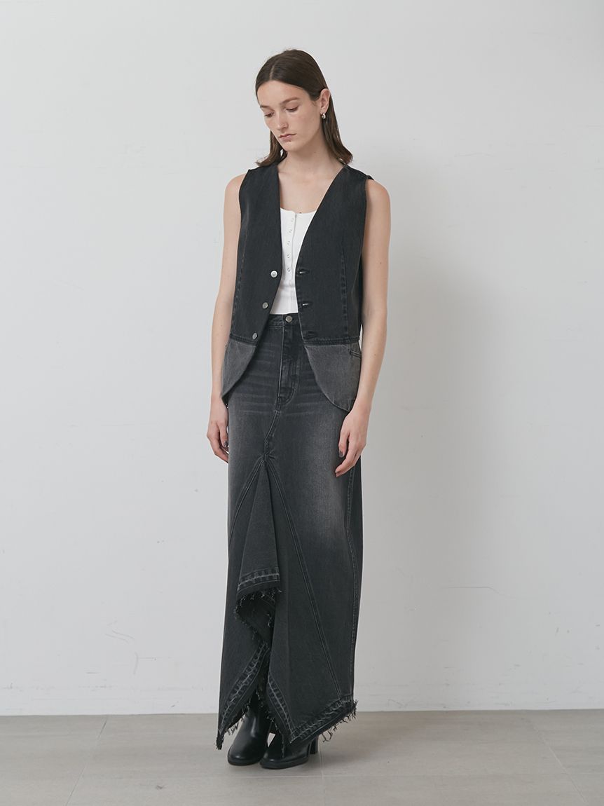セットアップ対応】パッチワークデニムベスト(その他)｜トップス