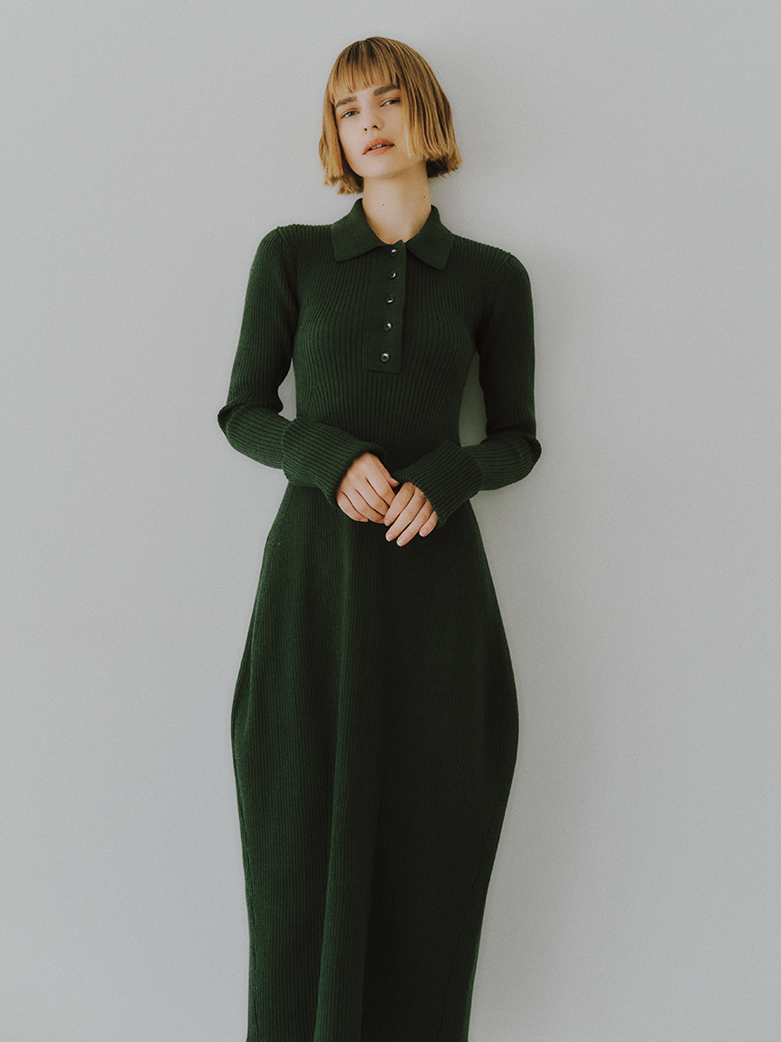 【よっちゃんママ】 ルネ Rene ベロア ニット ワンピース 34 黒 ワンピース