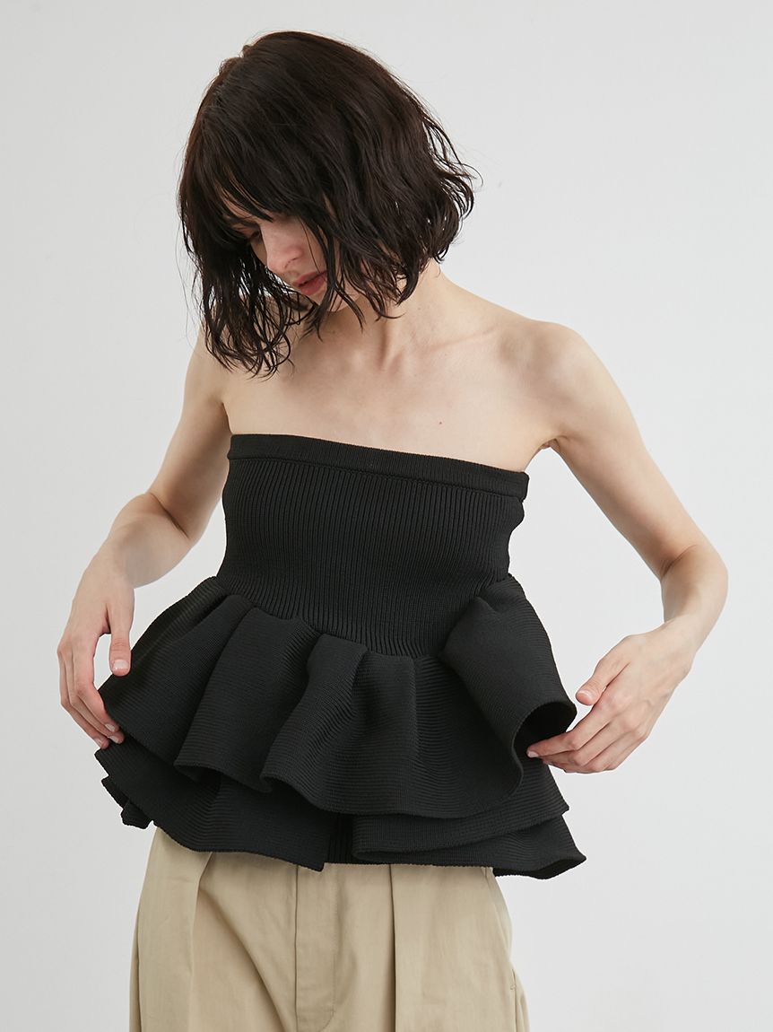 Styling ラッフルニットベアトップ ラッフルニットベアトップ(ニット/カーディガン)｜トップス