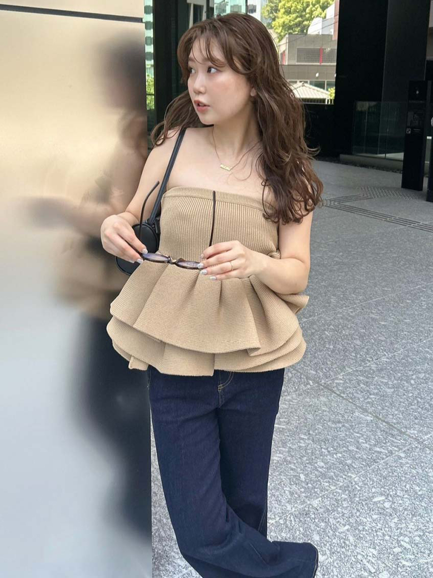Styling ラッフルニットベアトップ ラッフルニットベアトップ(ニット/カーディガン)｜トップス