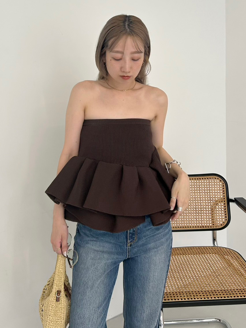 styling/スタイリング ラッフルニットベアトップ ラッフルニットベアトップ(ニット/カーディガン)｜トップス