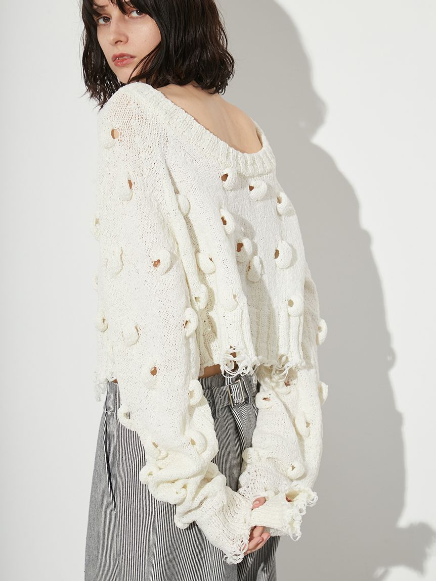 ニット セーター 2WAY POPCORN KNIT CARDIGAN レディース ポップコーン2WAYニット(ニット/カーディガン)｜トップス