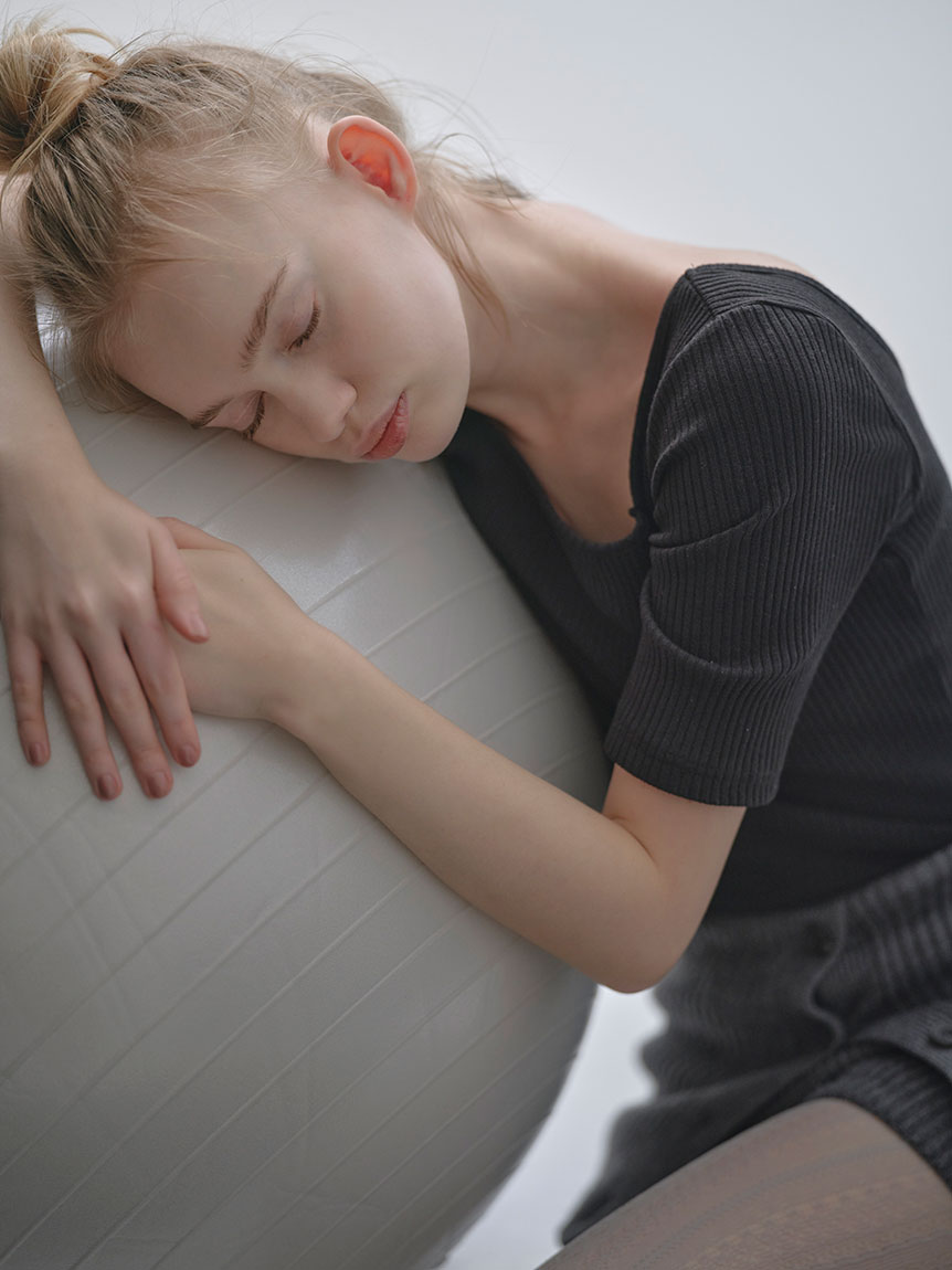 ハーフスリーブリブトップス(カップ付き)(Tシャツ・カットソー