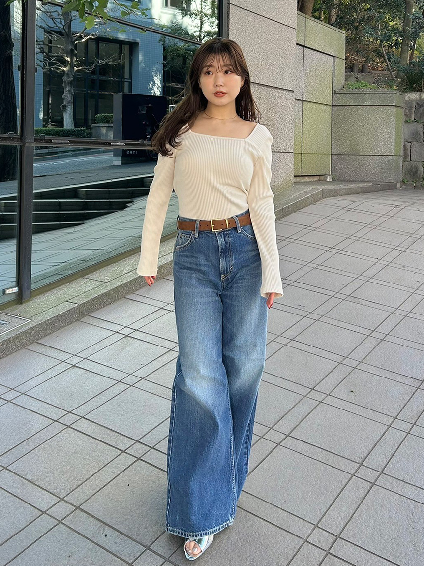 ロングスリーブリブトップス（カップ付き）(Tシャツ・カットソー