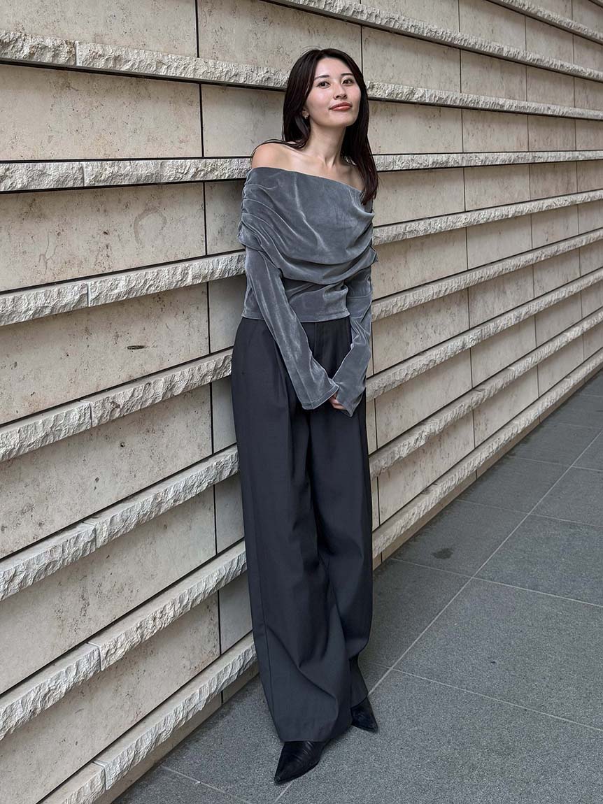 フロッキーチュールオフショルプルオーバー(Tシャツ・カットソー