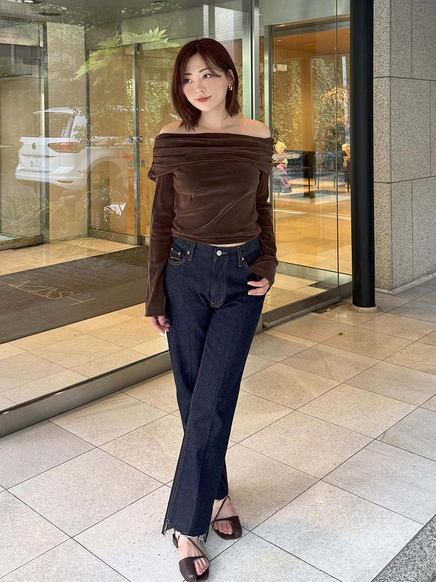 フロッキーチュールオフショルプルオーバー(Tシャツ・カットソー